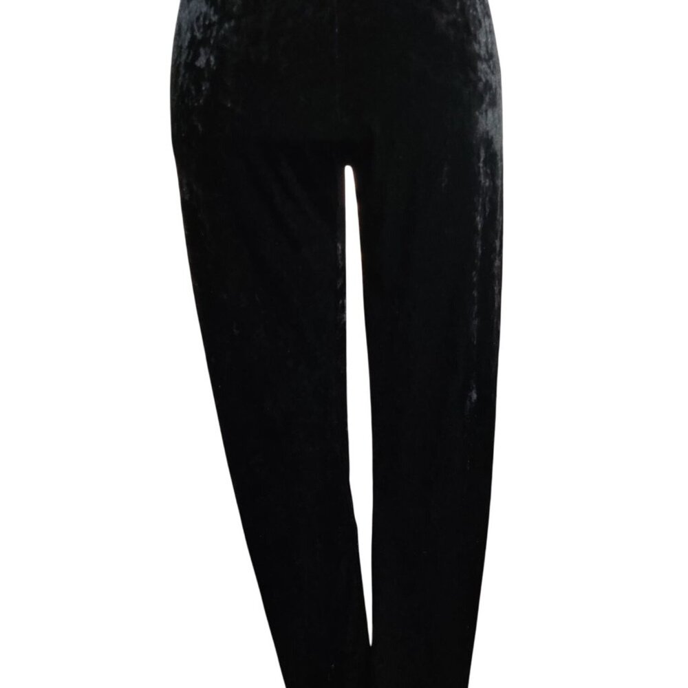 H&M Divided L Womens Pants Black Crushed Velvet Slim Leg Stretch Lounge Trousers
